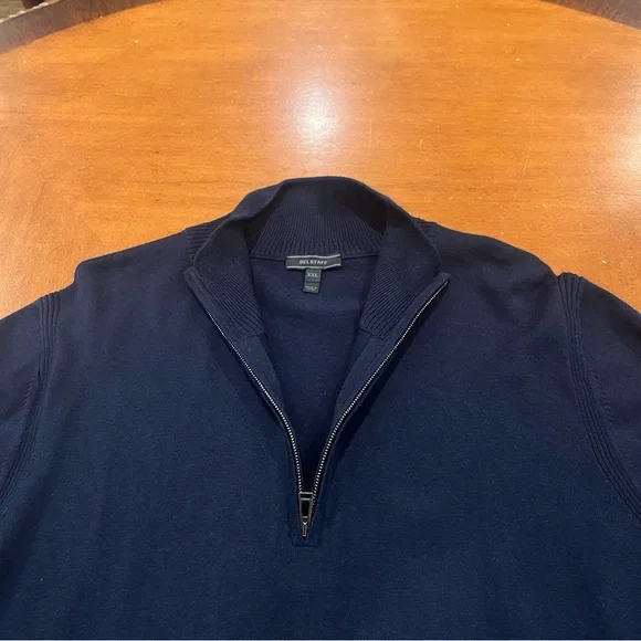Belstaff Men’s The Tide Quarter Zip Knitwear Pullover Sweater Navy XXL Slim